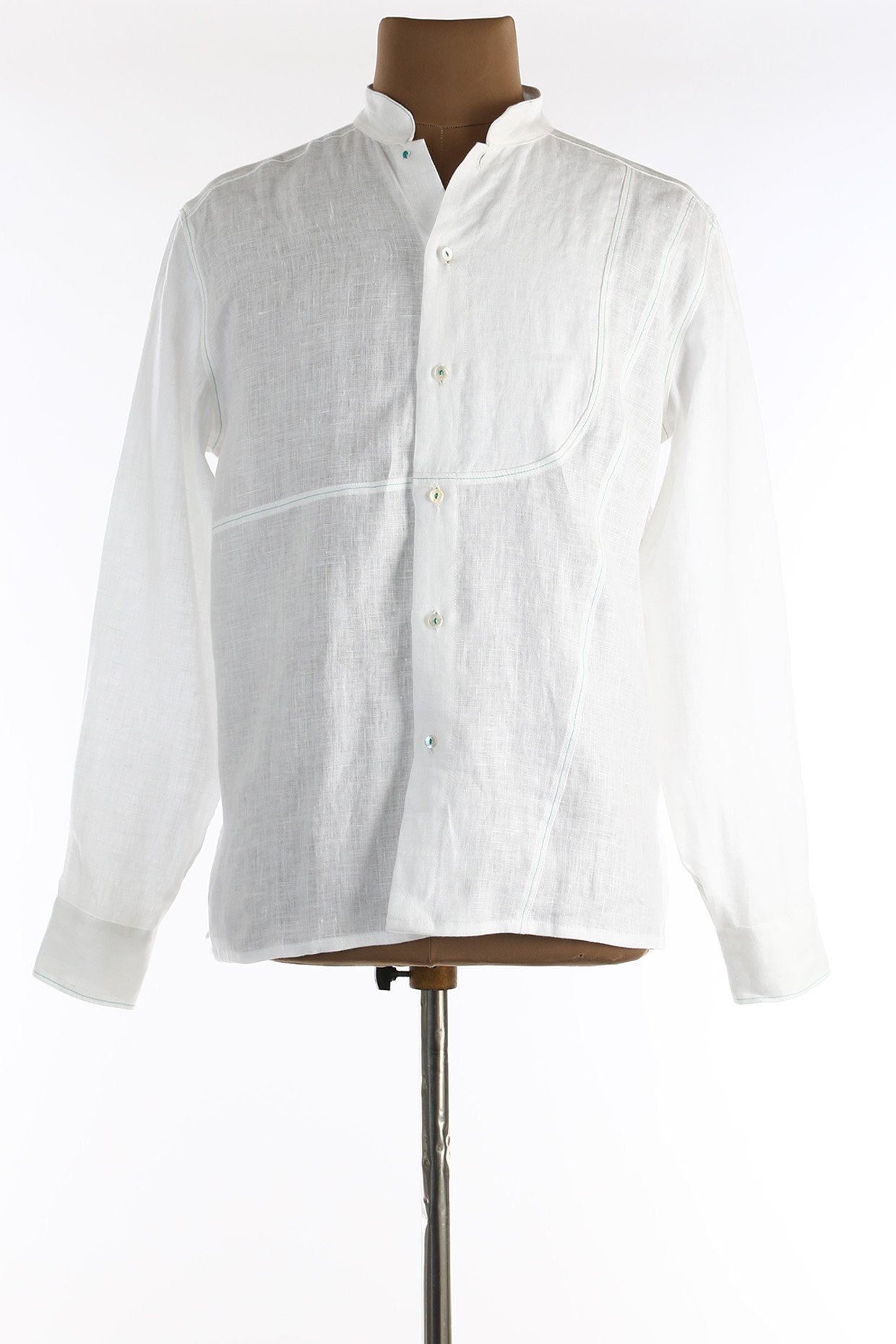 Open Collar Short Sleeve Button Front Shirt With Black Vertical