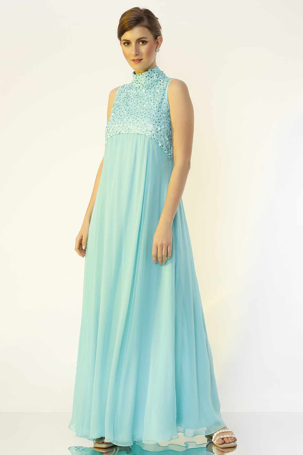 Buy Pink & Sea Green Long Gown for Girls – Mumkins