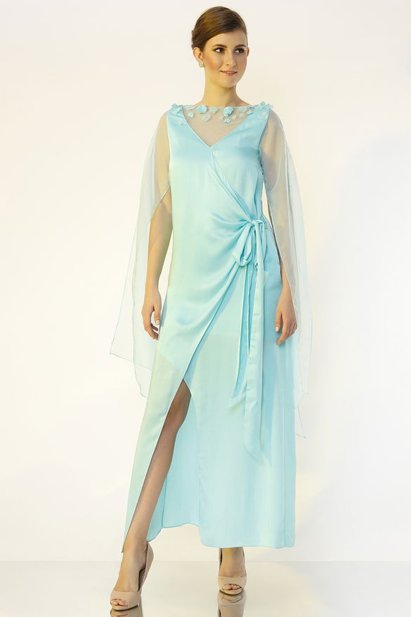 Powder Blue Hand Embroidered Gown