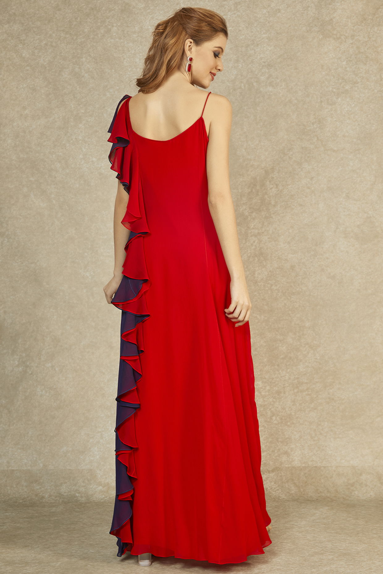 Buy Twenty Dresses by Nykaa Fashion Red Solid Halter Neck Front Slit Maxi  Dress Online