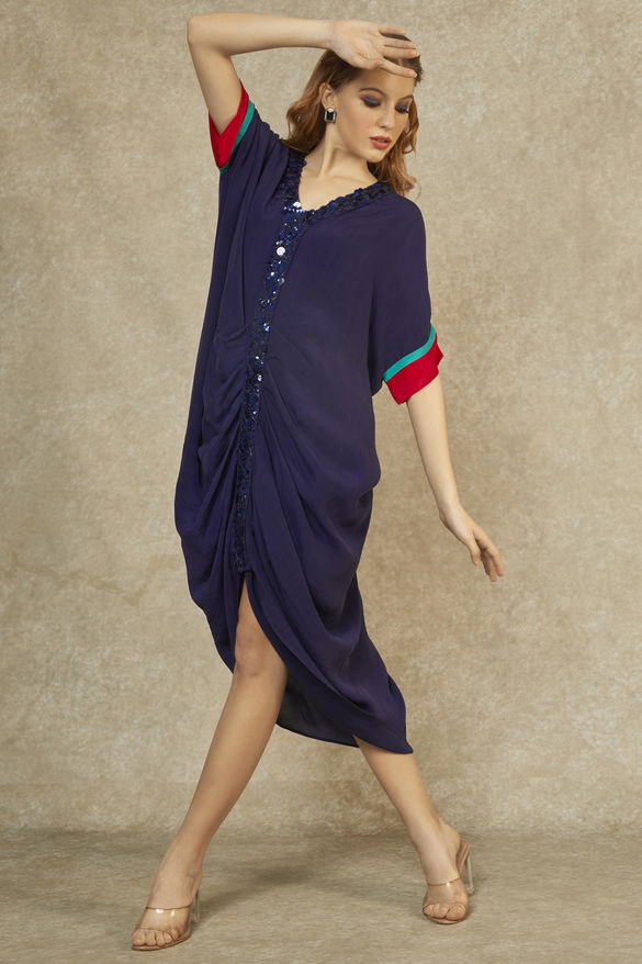 Midnight Blue Cowl Kaftan