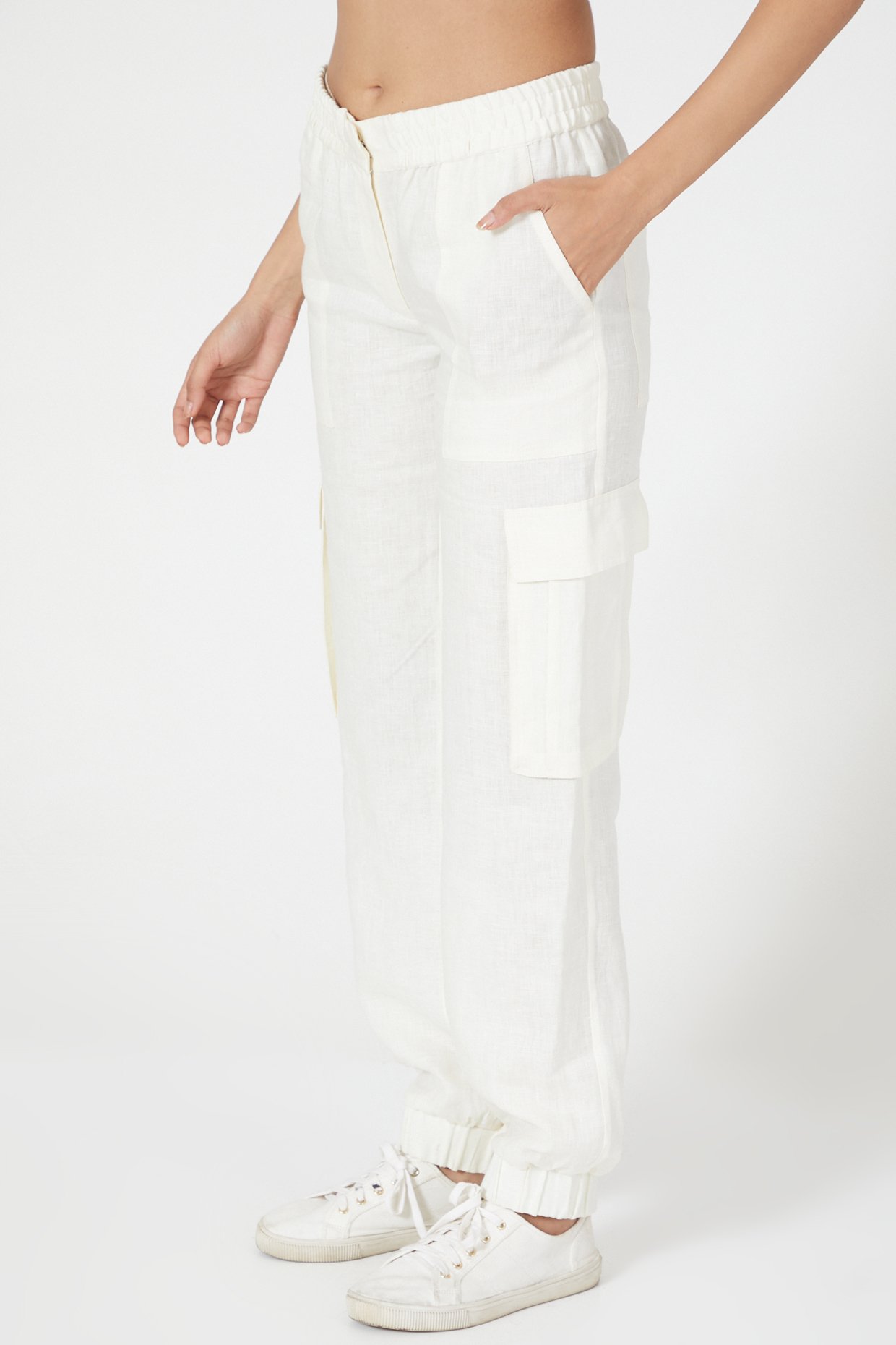 Buy Go Colors Off White Cargo Pant Online
