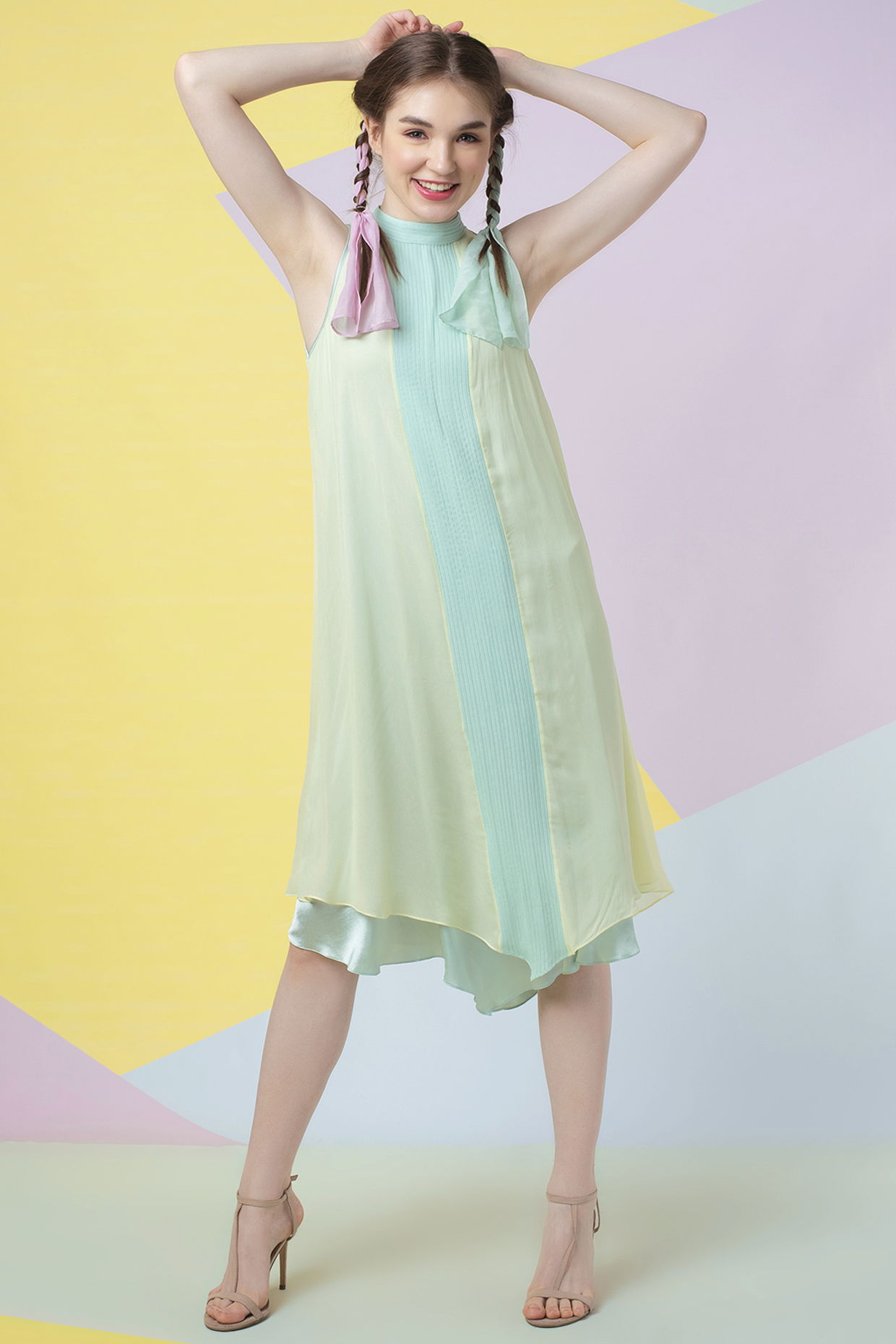 Green hotsell asymmetric dress