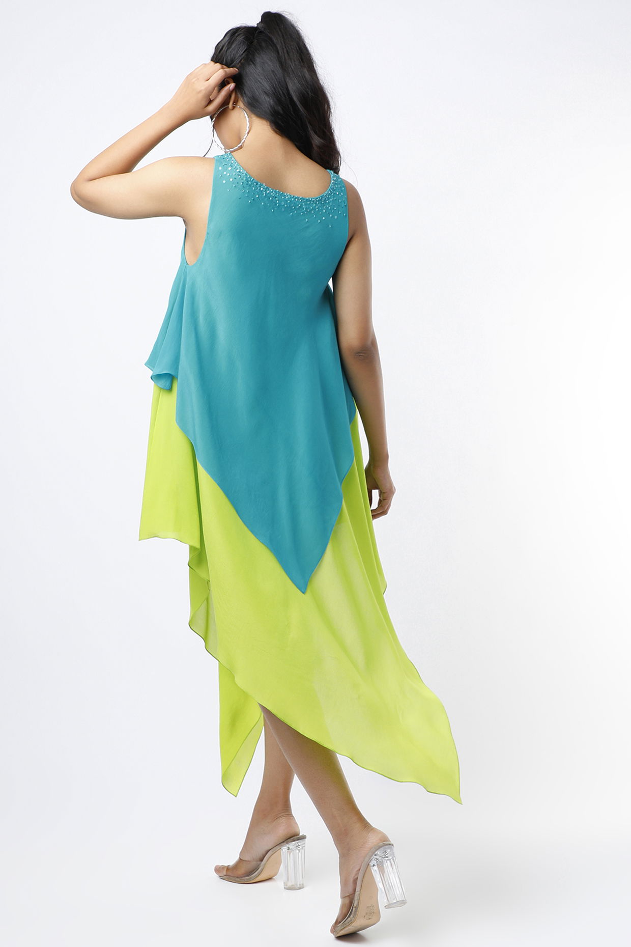 neon turquoise dress