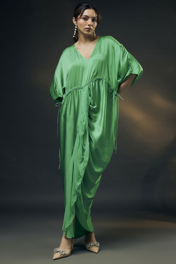 Mint Green Bamberg Satin Ruched Dress