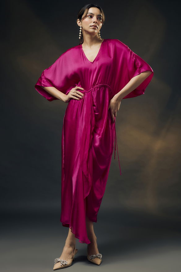 Pink Bamberg Satin Ruched Dress
