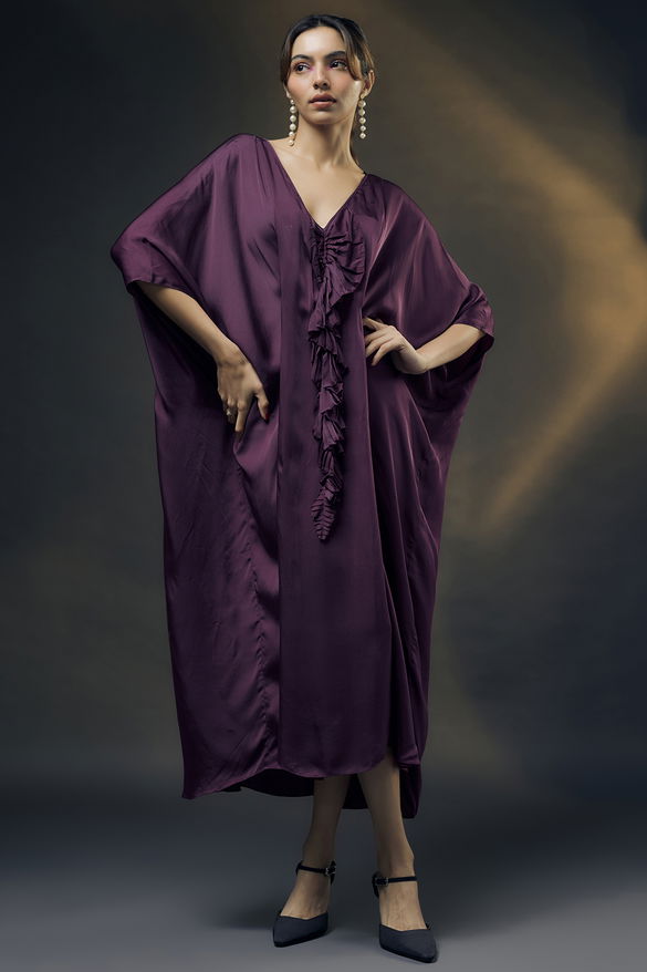 Wine Bamberg Satin Kaftan