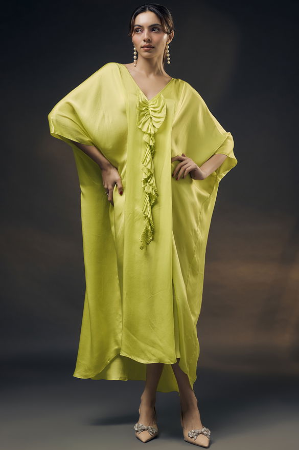 Yellow Bamberg Satin Kaftan