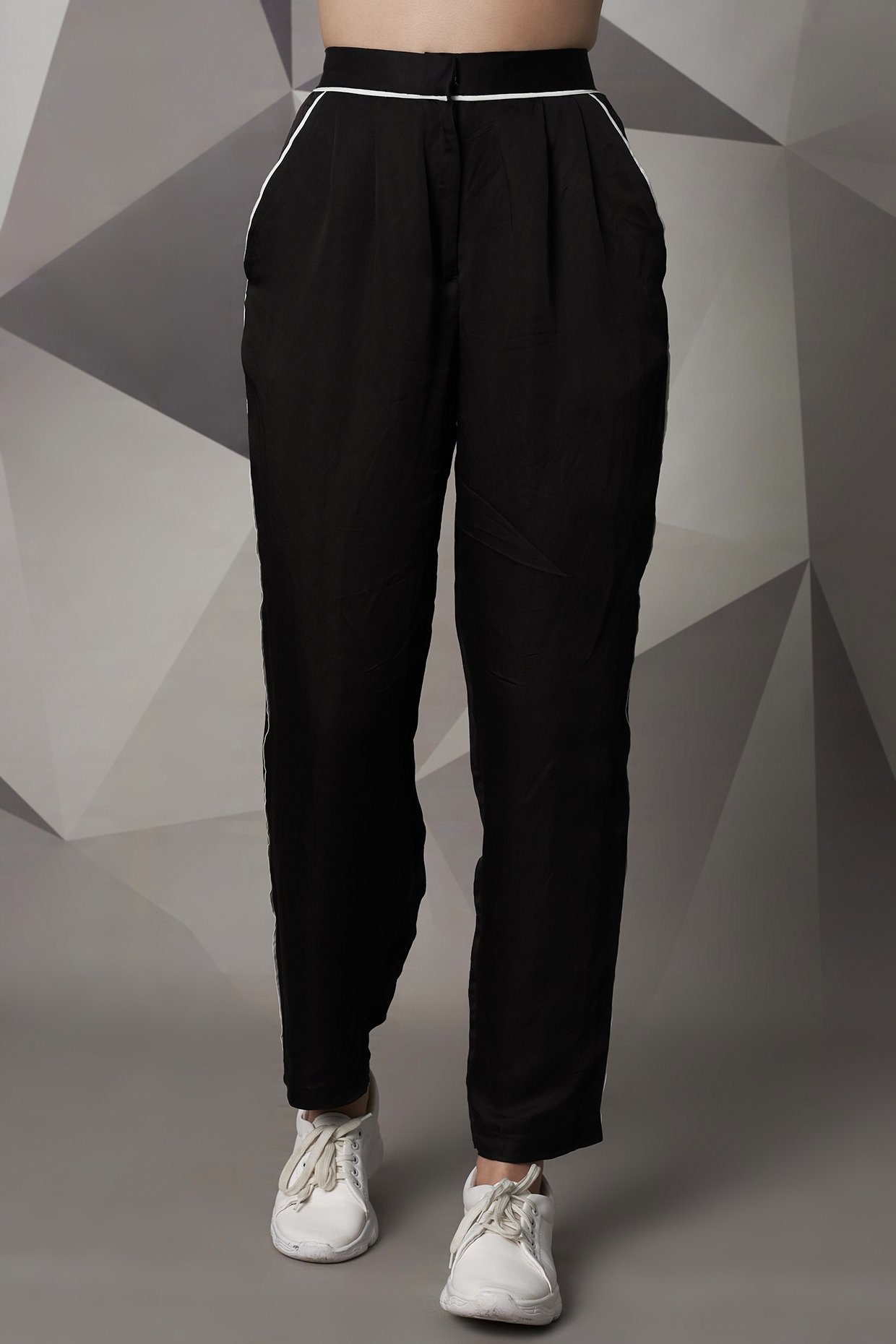 Black satin palazzo pants with pleats MELBA - ALL NEW CLOTHING | Libelloula  Clothing