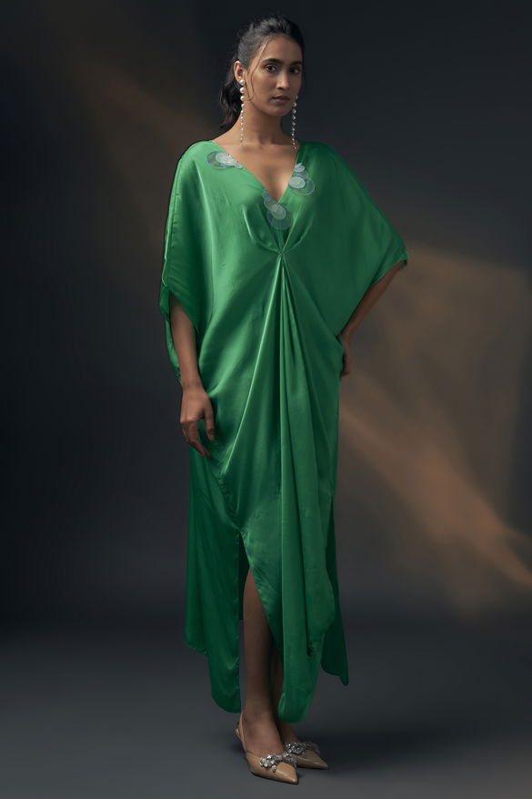 Green Bamberg Satin Kaftan