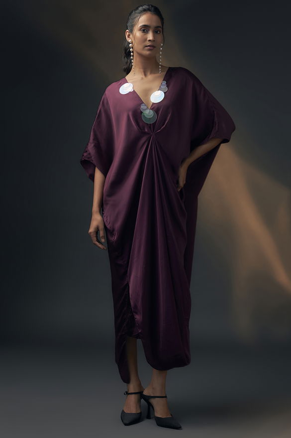 Aubergine Bamberg Satin Kaftan