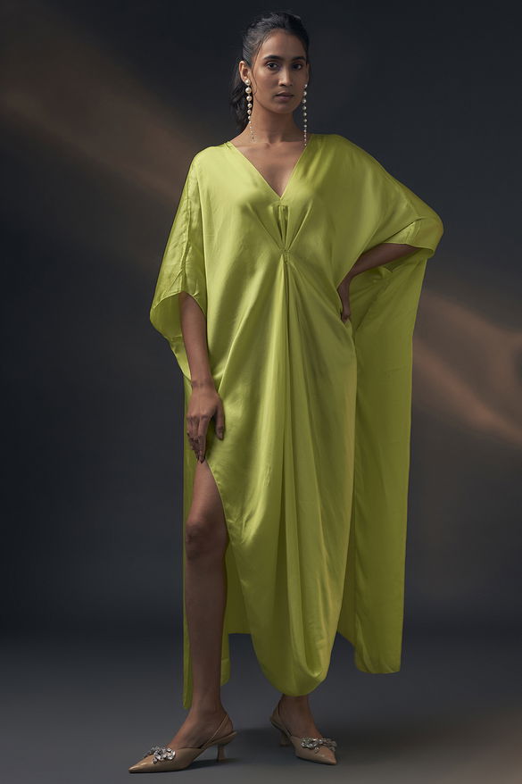 Lime Bamberg Satin Kaftan