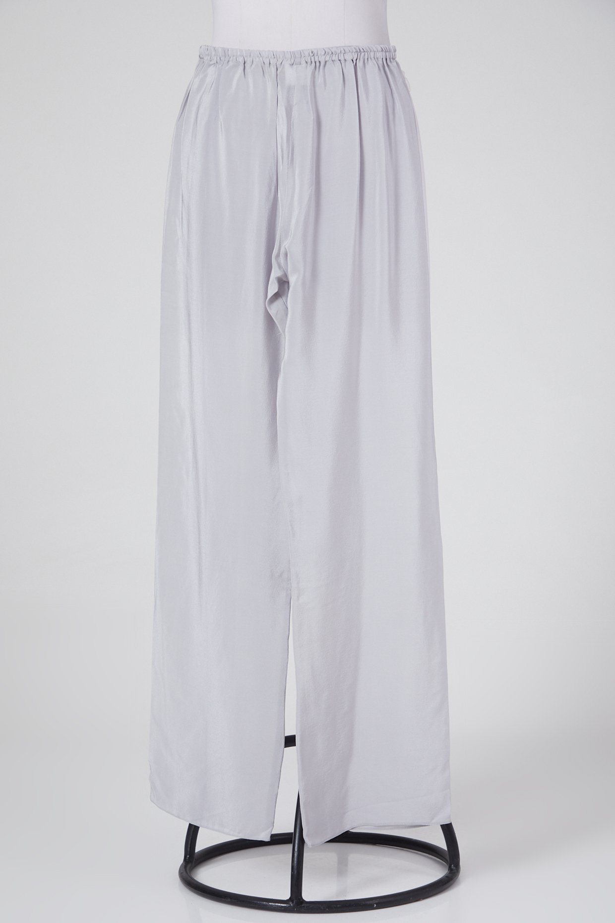 Women Tucked Tapered Silk Pants Classy Grey 28B