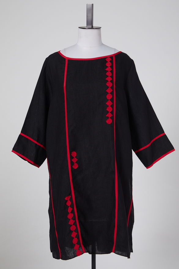 Black & Red Linen Tunic