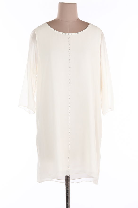 Ivory Layered & Embroidered Shift Dress
