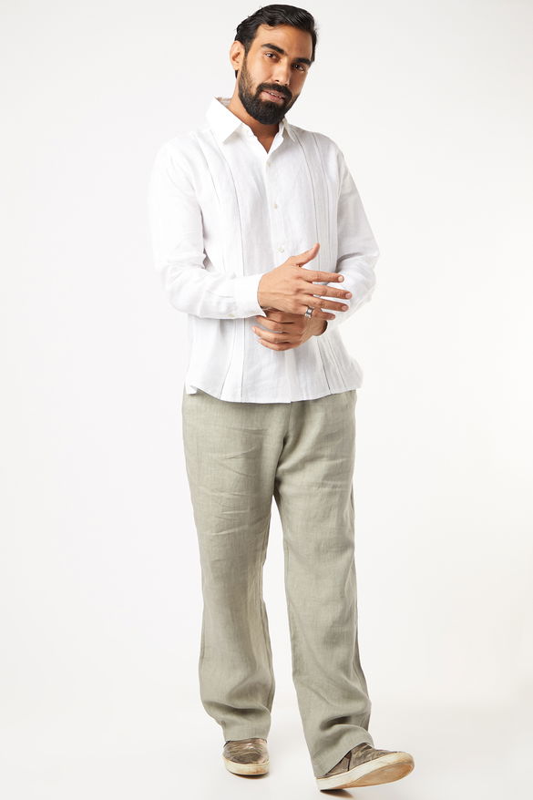 White Shirt With Ladder Seam Detail
