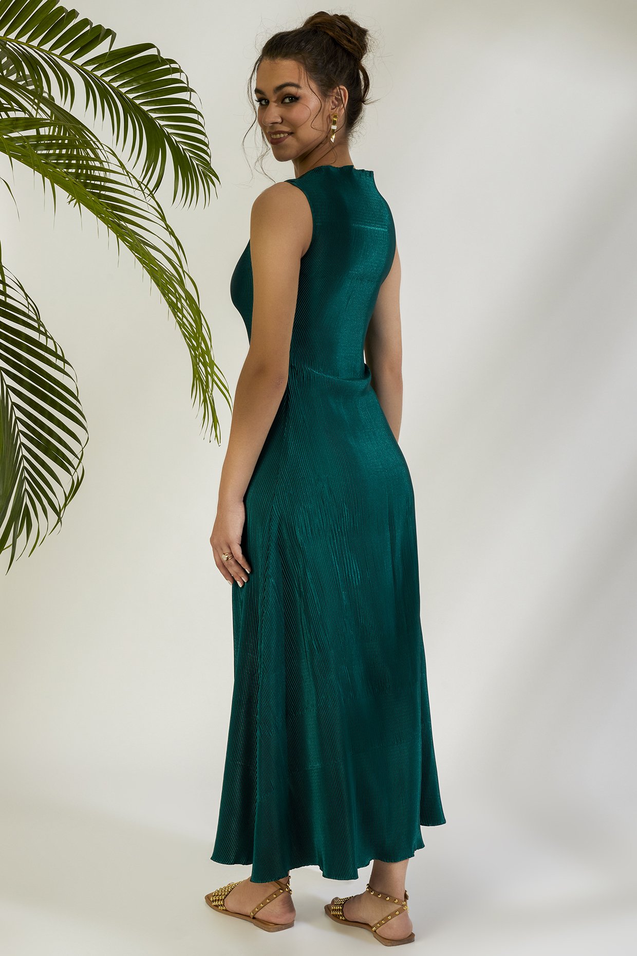 Satin Halterneck Column Maxi Dress – Styched Fashion