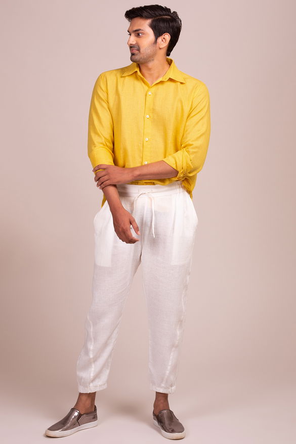 Open Collar Full Sleeve Button Front Shirt