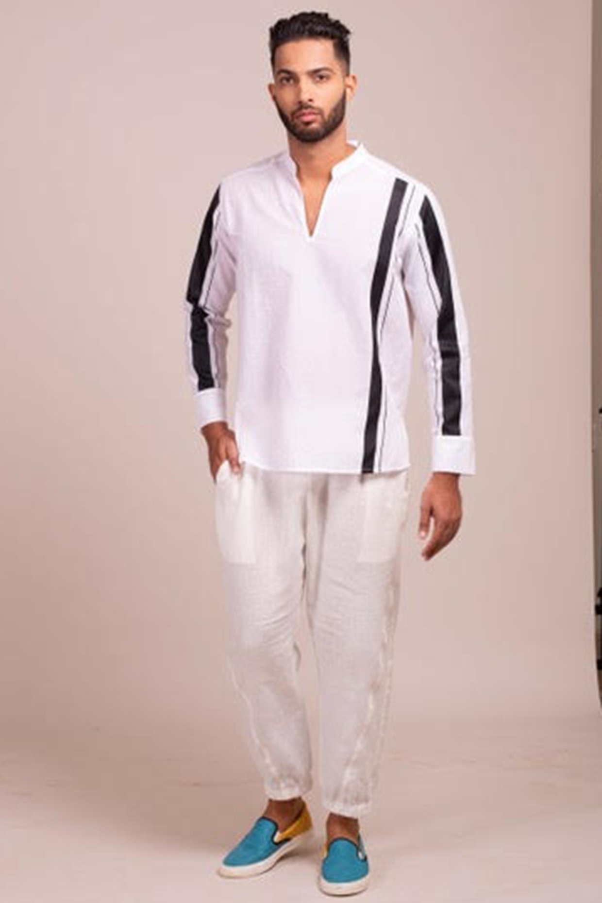 Zamowoty 3/4 Rolled Sleeve Shirts Zip Up V Neck Mandarin Collar Casual Tunic Tops 