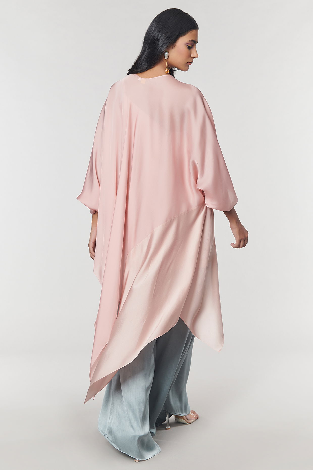 Blush Scalloped Detailed Asymmetrical Cape Top