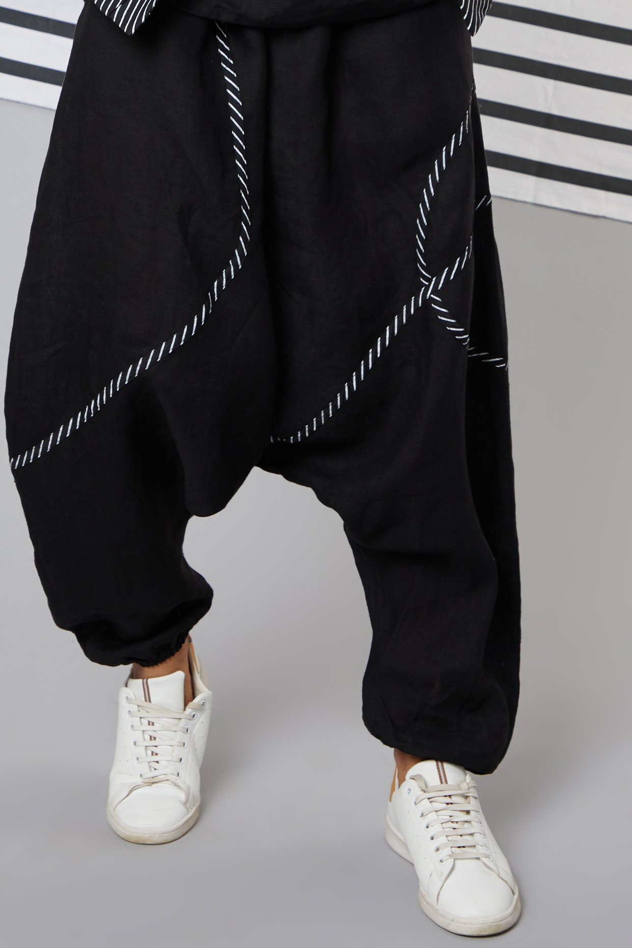 Buy Black Dhoti Pants With Metal Hanging Trim Online - Shop for W
