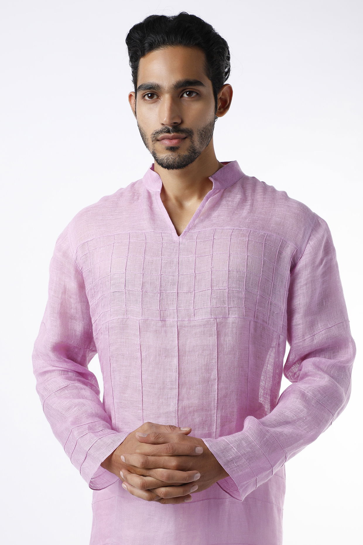 Light Pink Pintuck Cotton kurta